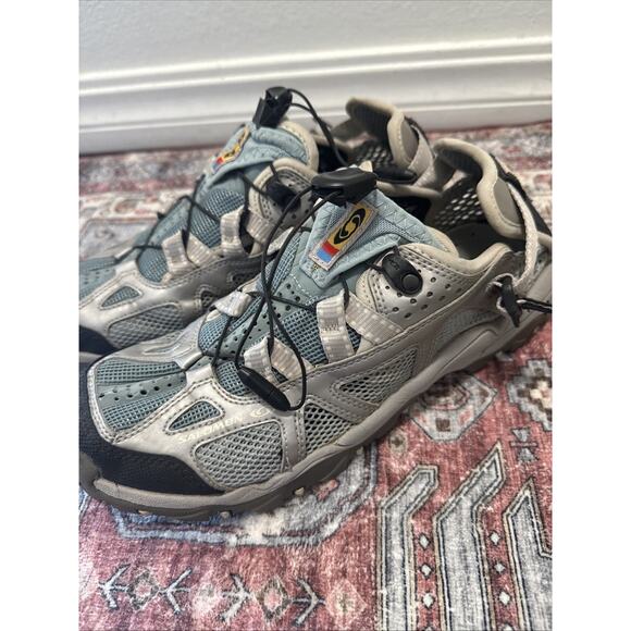 Salomon Techamphibian Contragrip Women’s Sz10 Gray Shoes Blue Mesh Water Hiking - Picture 3 of 7